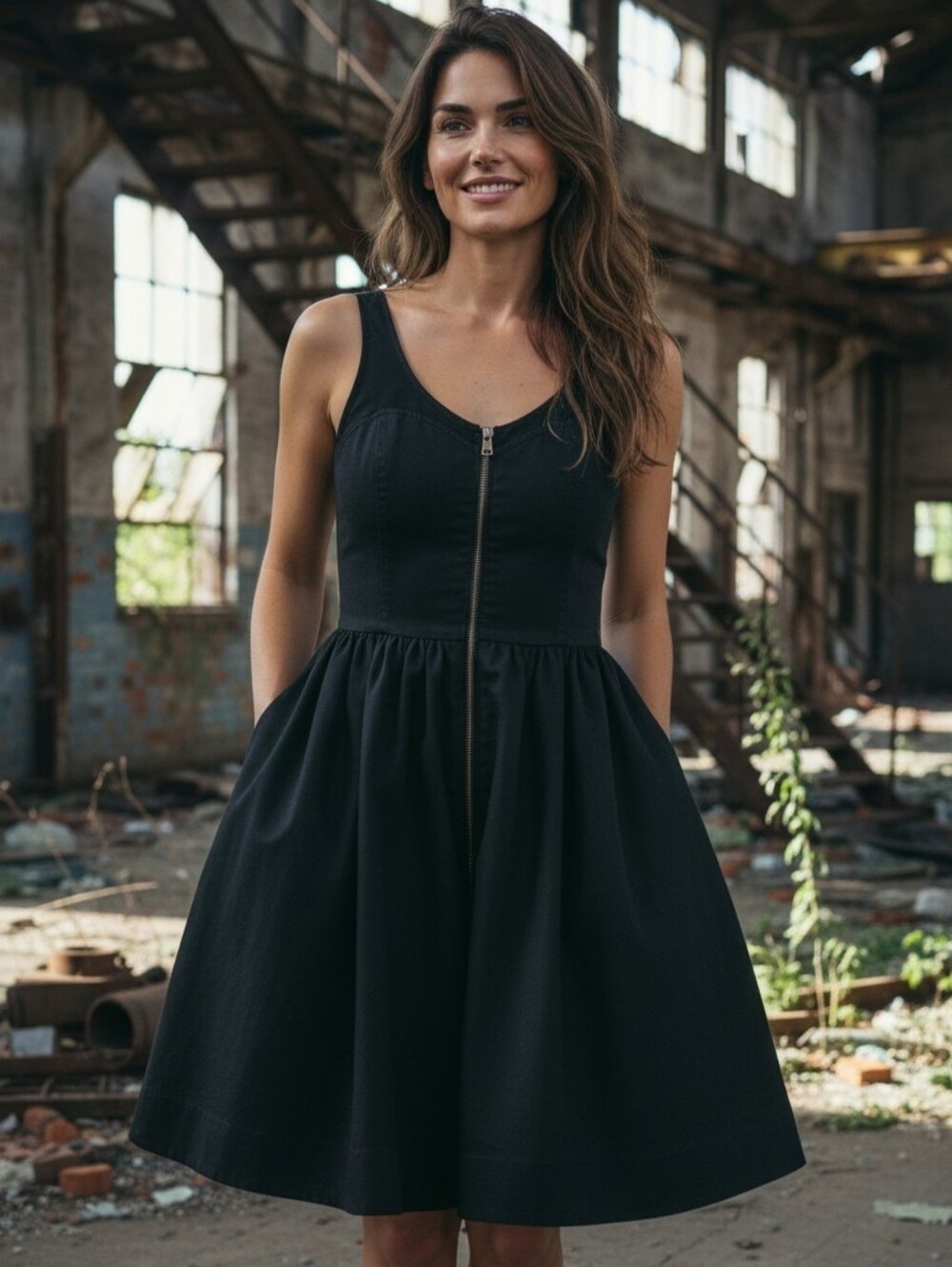 AX Armani Exchange Navy Blue-Size 8- Front Fit & Flare Dress
